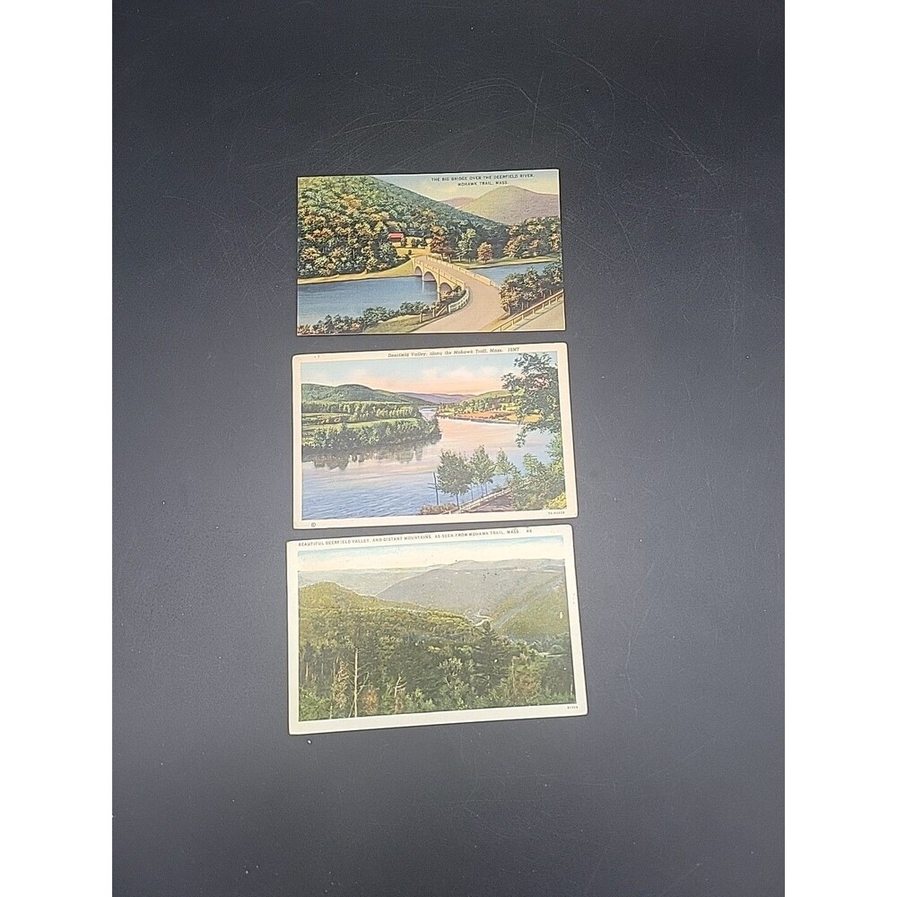 Lot -3 Postcards-Bridge Mountains Deerfield River Massachusetts MA Mohawk Trail